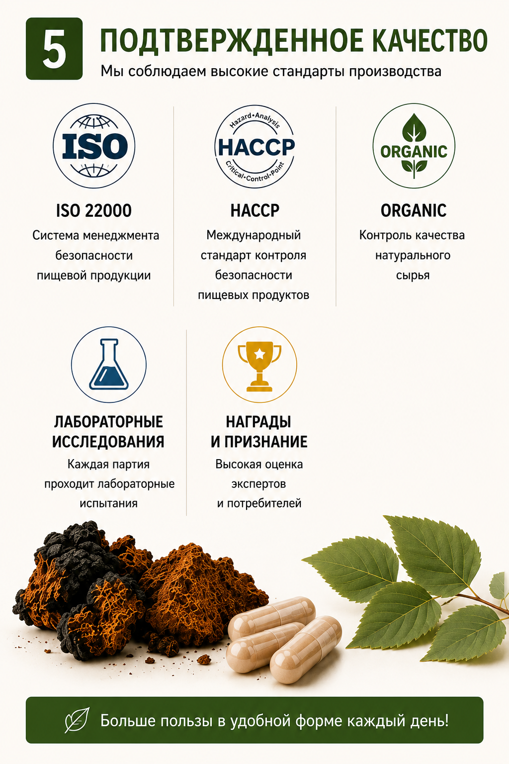 Экстракт чаги «Сибирская чага» в капсулах, 42 кап * 0,4 г., банка акрил